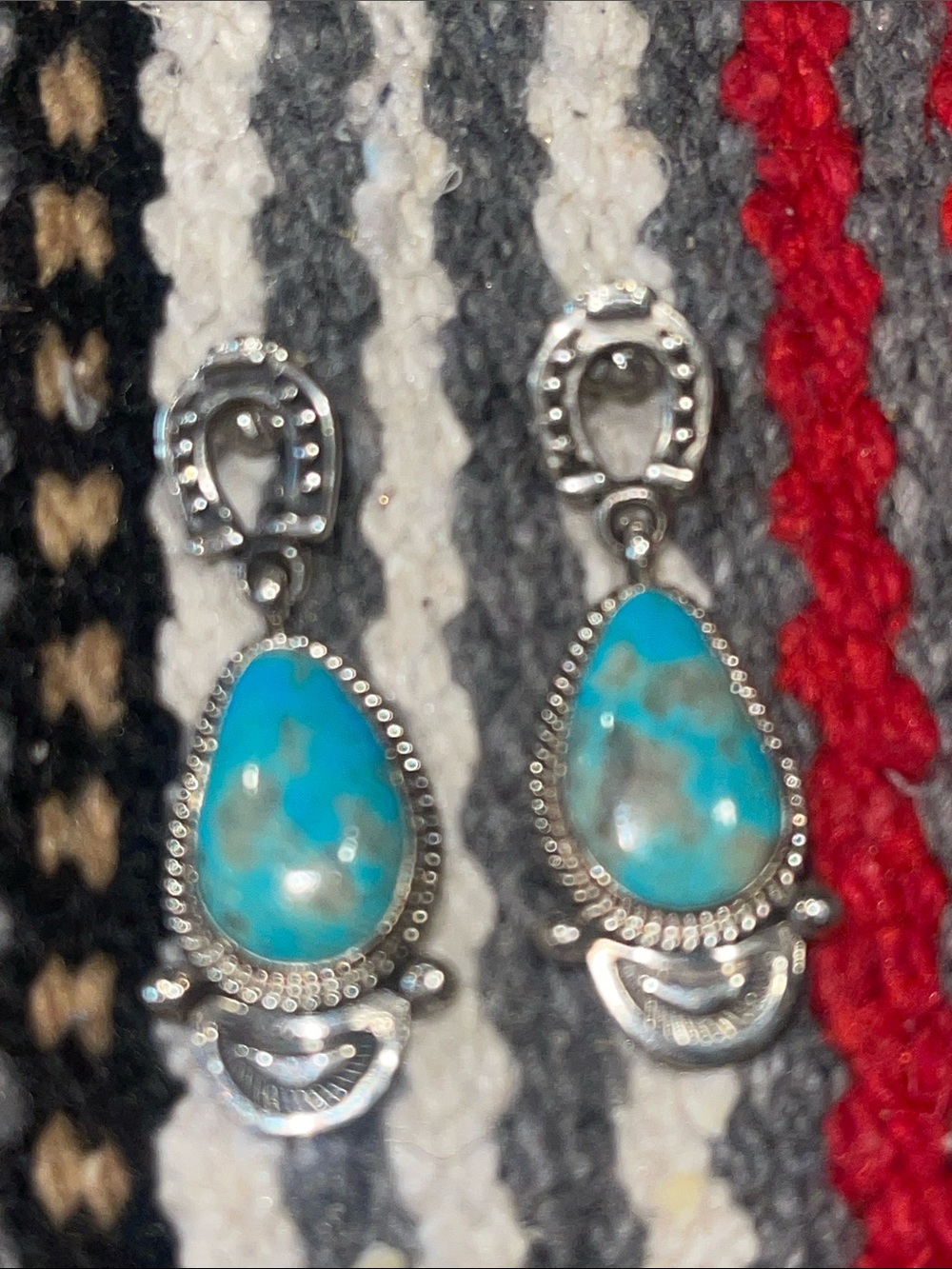 Turquoise Teardrop Silver Drop Earrings - Women Jewelry